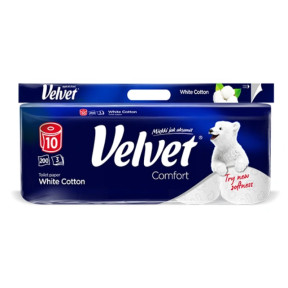 Velvet туалетний папір White Cotton, 10 рулонів